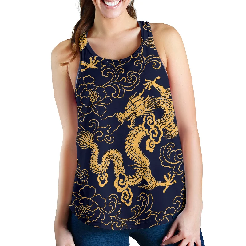 Gold dragon pattern Women Racerback Tank Top sexy tank top