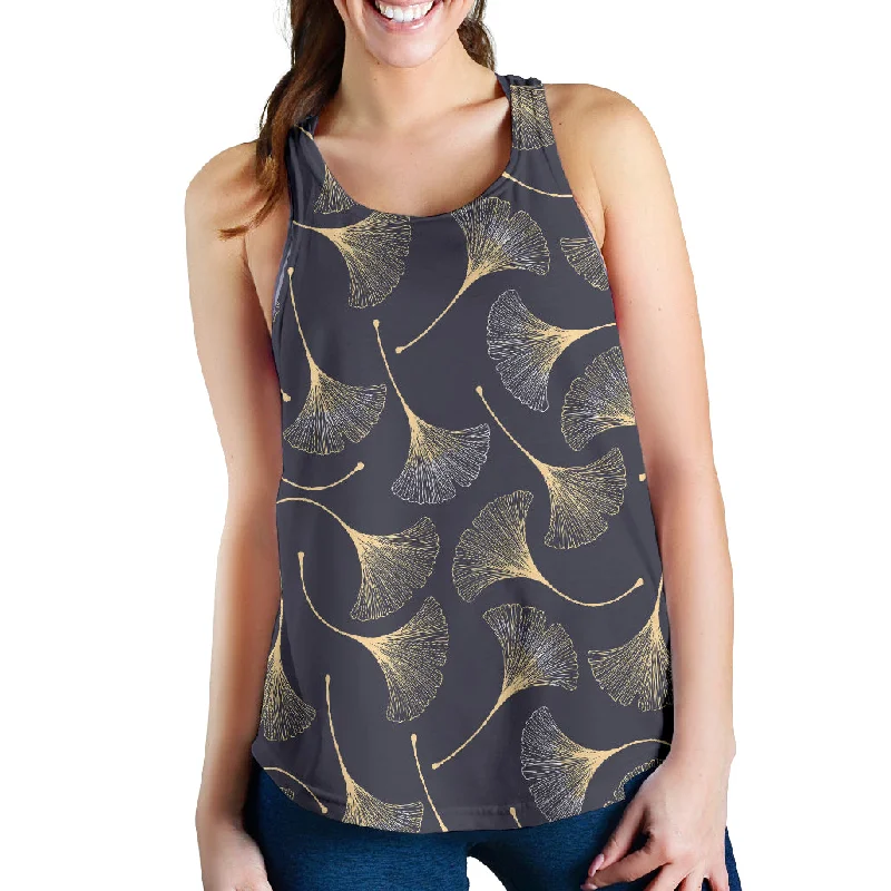 Gold ginkgo leaves Women Racerback Tank Top stretchy tank top