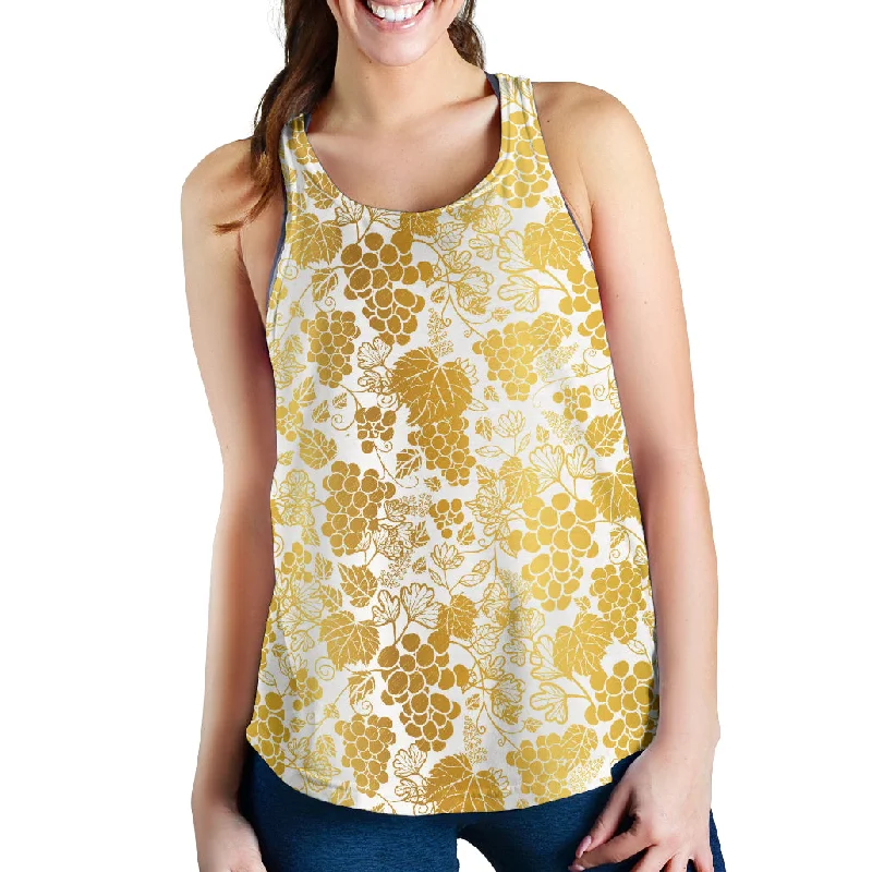 Gold grape pattern Women Racerback Tank Top cozy tank top