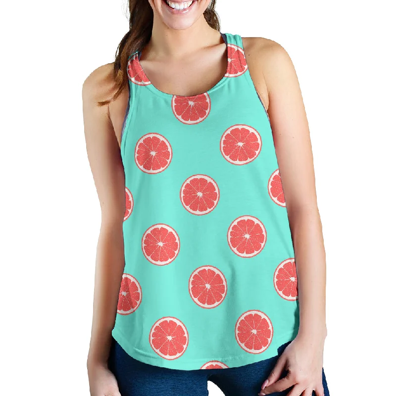 Grapefruit green background Women Racerback Tank Top sheer tank top