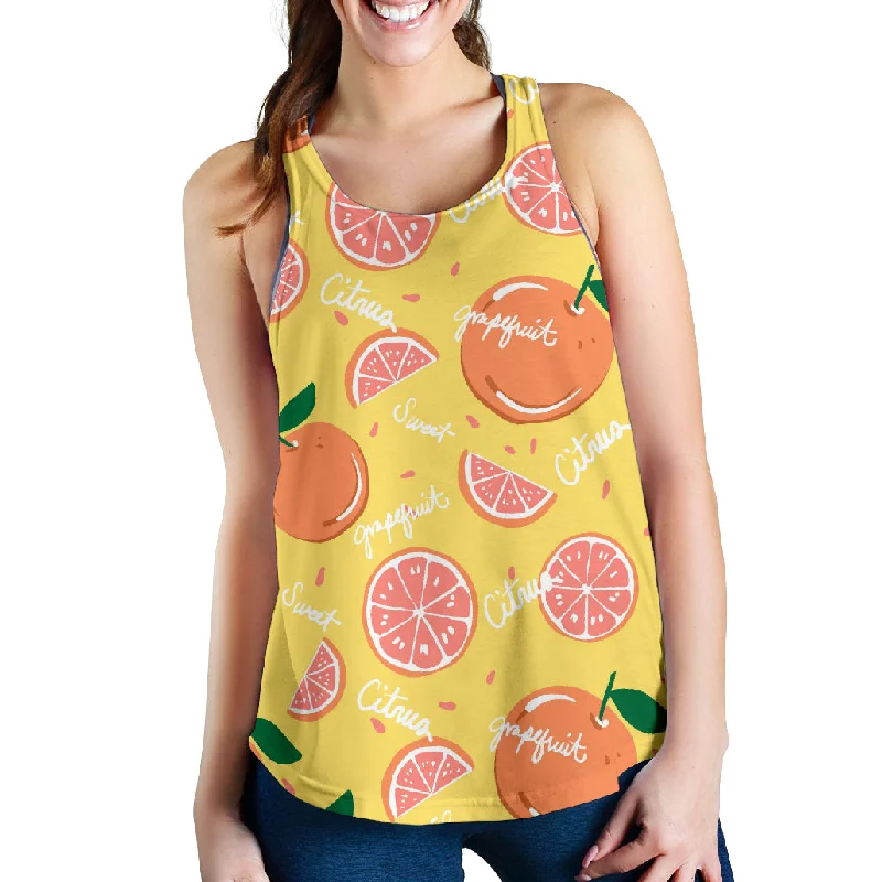 Grapefruit yellow background Women Racerback Tank Top cold shoulder tank