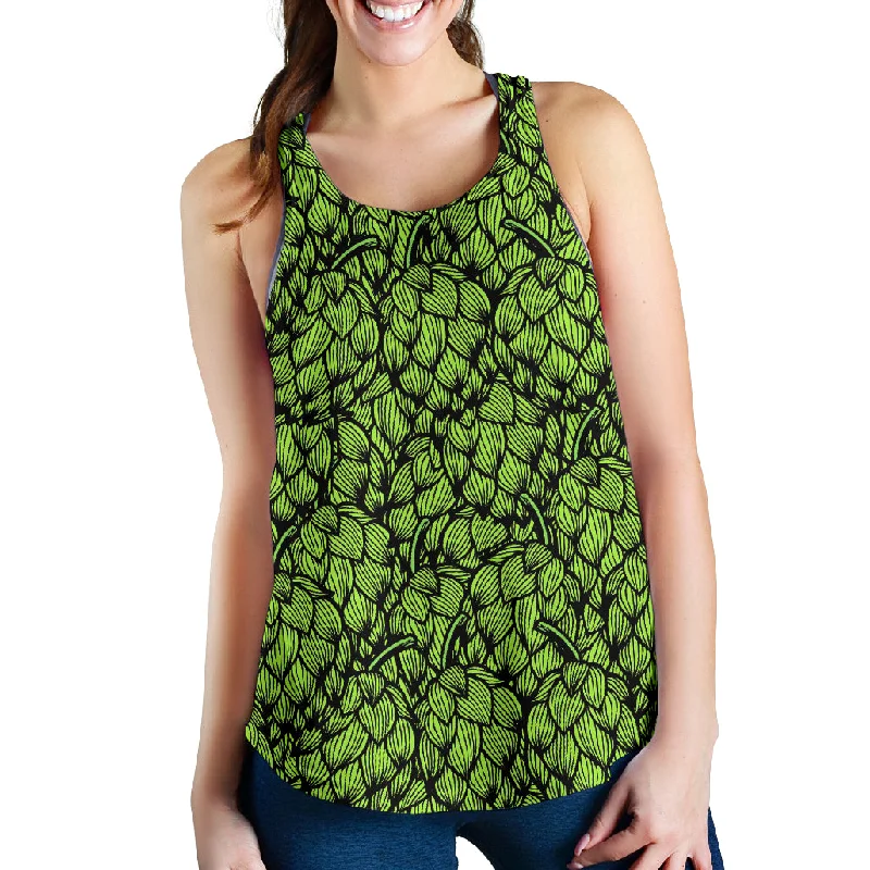 Green hop pattern Women Racerback Tank Top flowy tank top