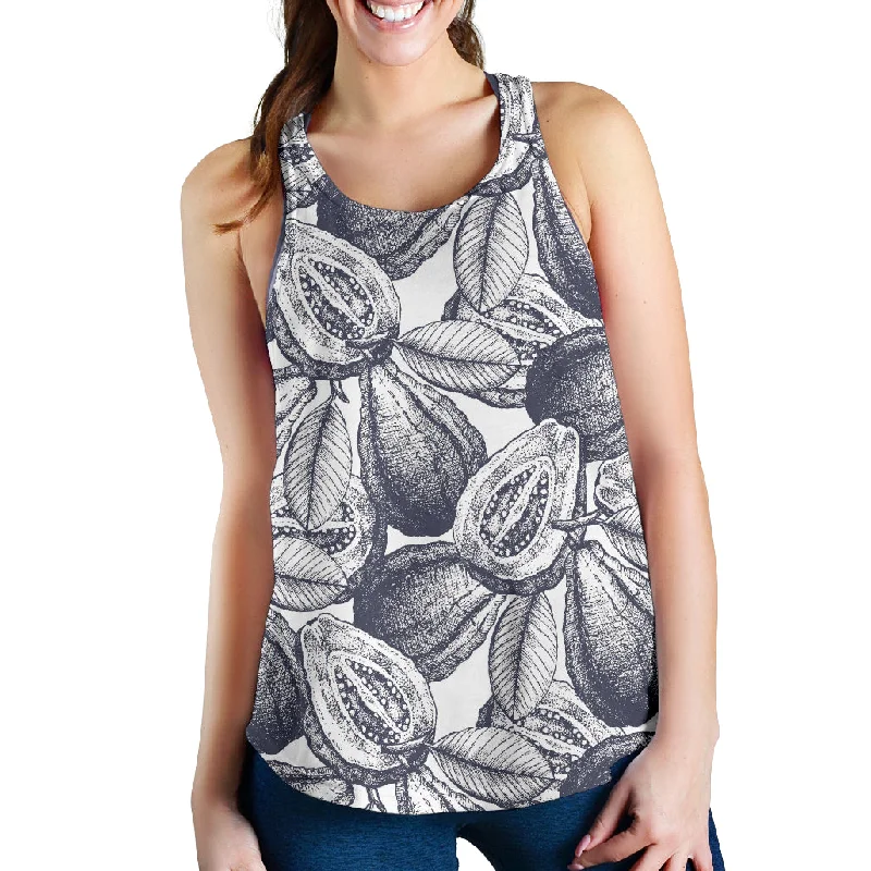 Guava tropical hand drawn pattern Women Racerback Tank Top teal tank top