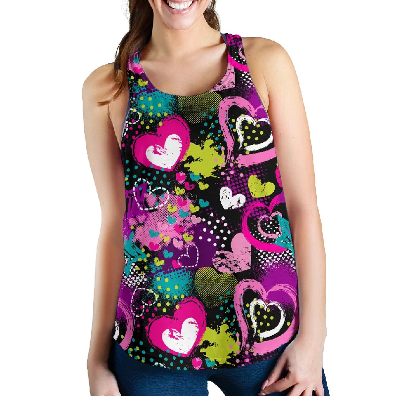 heart dot wave star creative design pattern Women Racerback Tank Top halter tank top