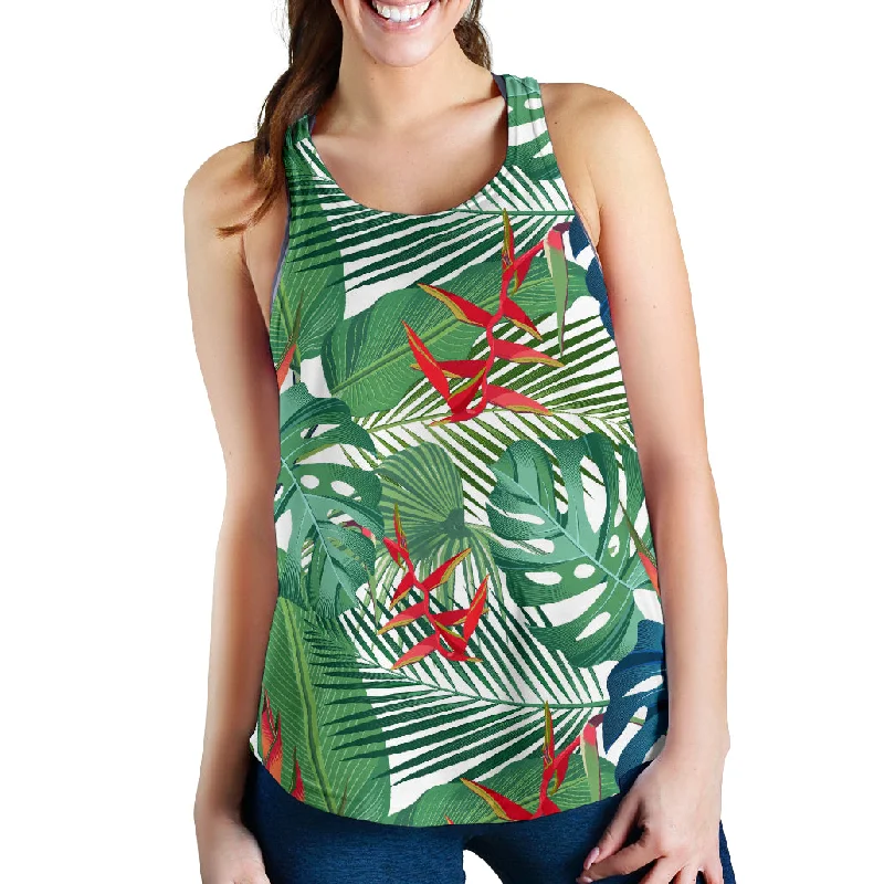 heliconia palm and monstera  leaves pattern Women Racerback Tank Top fashionable tank top