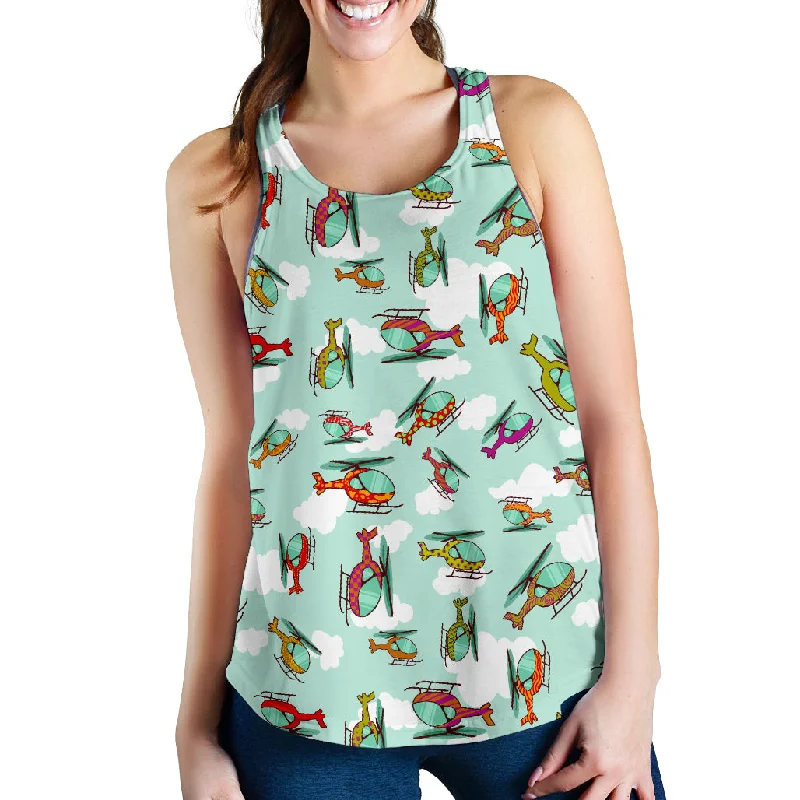 Helicopter design pattern Women Racerback Tank Top layering tank top