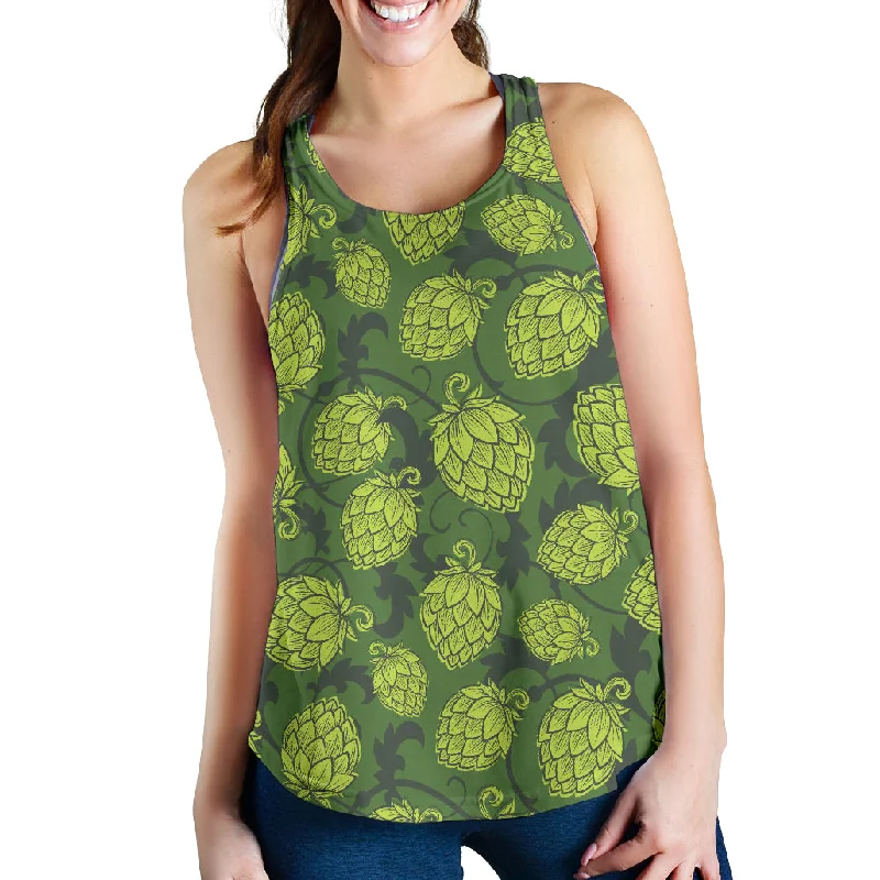 Hop pattern Hop cone background Women Racerback Tank Top ribbed tank top