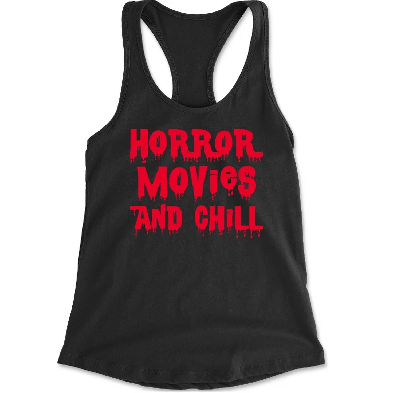 Horror Movies and Chill Racerback Tank Top for Women baby blue tank