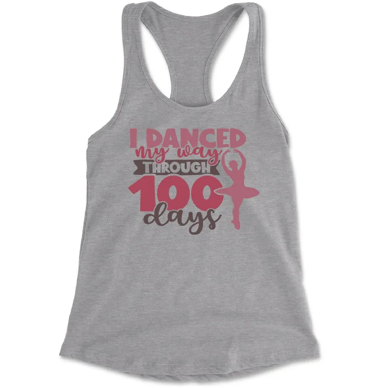 I Danced My Way Through 100 Days Of School Racerback Tank Top for Women peach tank top