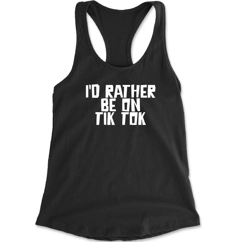 I'd Rather Be On TikT-k Racerback Tank Top for Women neon tank top