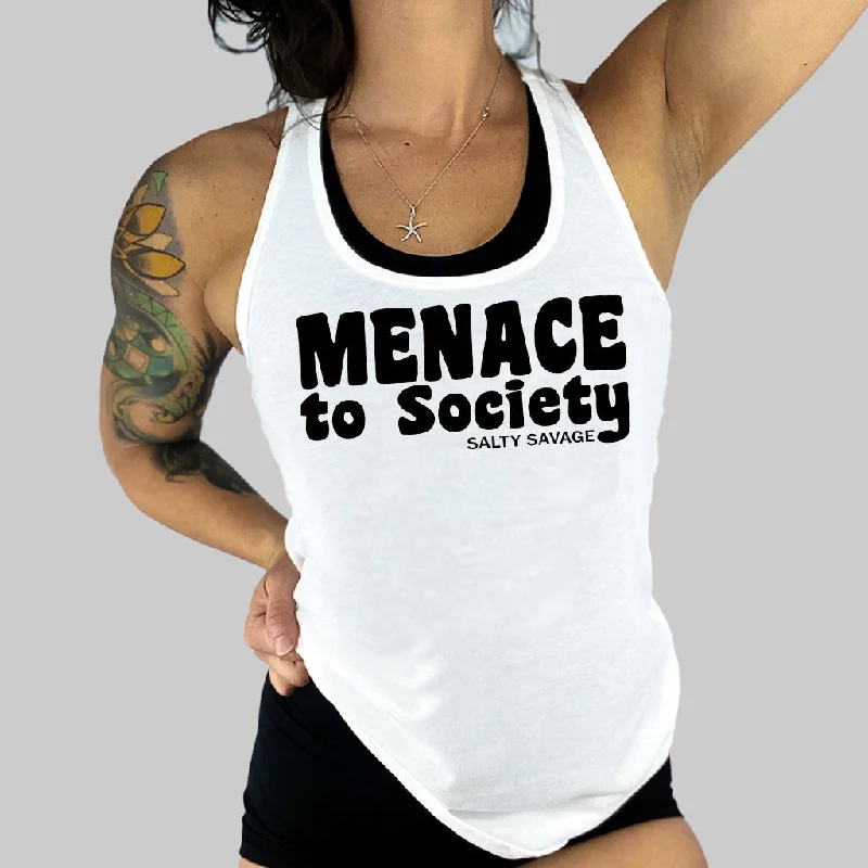 Salty Savage Ladies "Menace to Society" Racerback Tank pastel tank top