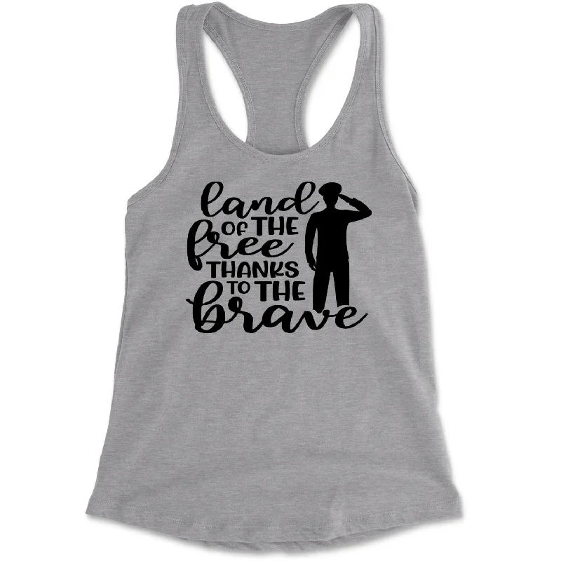 Land Of The Free Thanks To The Brave Veterans Racerback Tank Top for Women pastel tank top