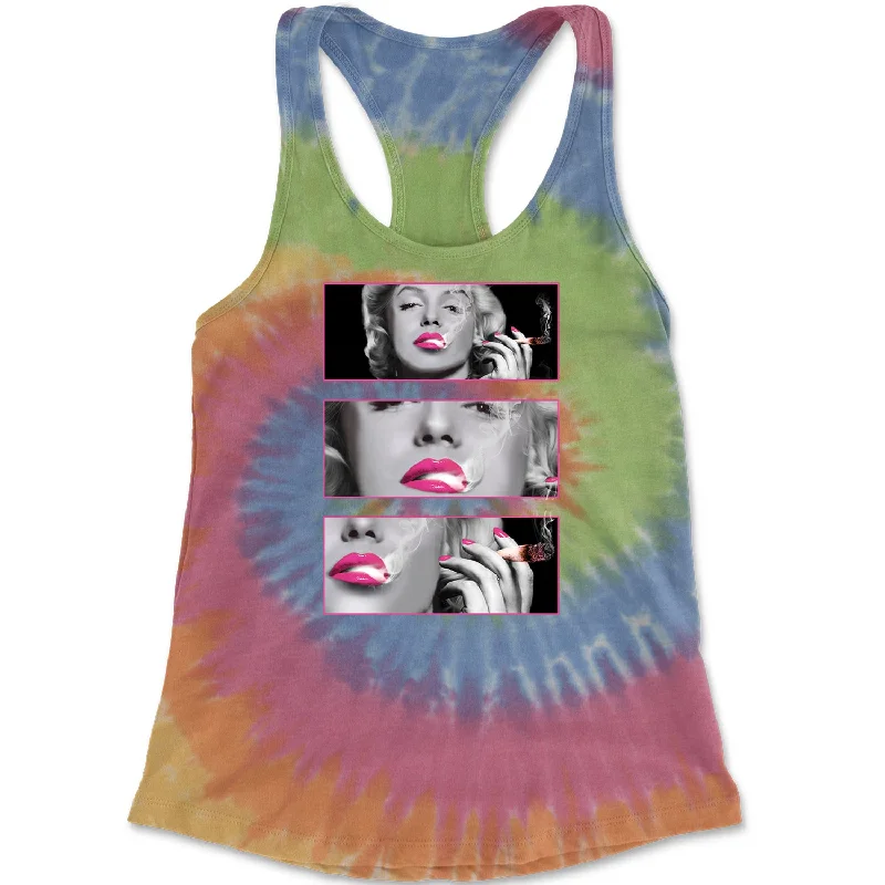 Marilyn Monroe Roll It Lick It Smoke It Racerback Tank Top for Women peekaboo tank top