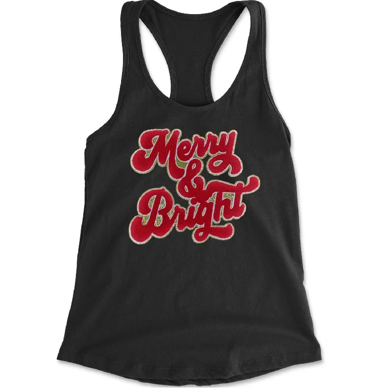 Merry & Bright Chenille Glitter Racerback Tank Top for Women gym tank top