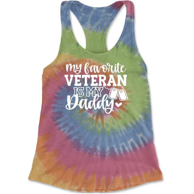 My Favorite Veteran Is My Daddy Racerback Tank Top for Women white tank top