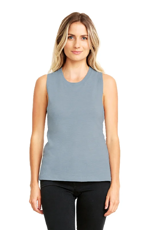 Next Level Womens Festival Muscle Tank Top - Stonewashed Blue lace back tank