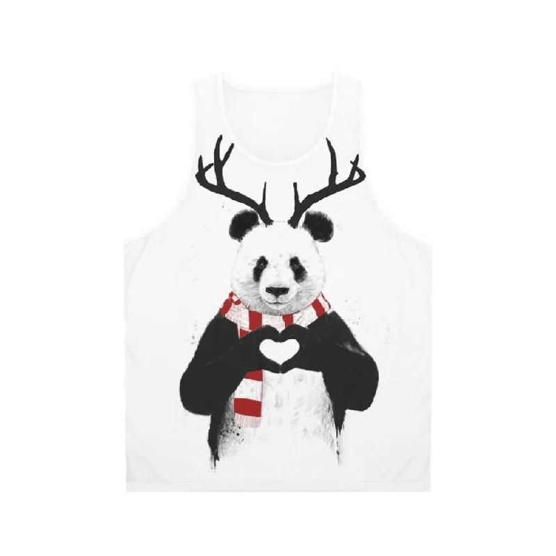 Cute Panda Christmas Tank Top | Unisex Holiday Apparel vibrant tank top