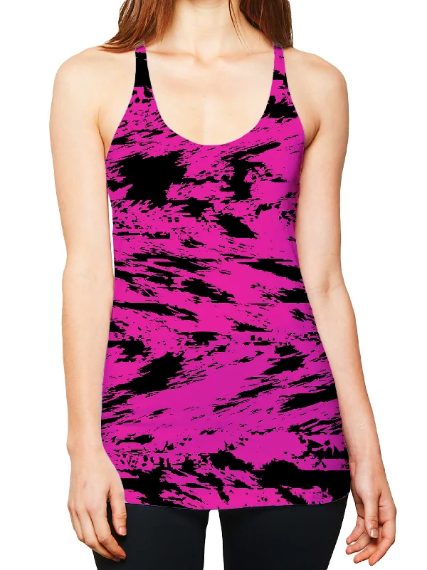 Pink and Black Rave Glitch Splatter Women's Tank yoga tank top