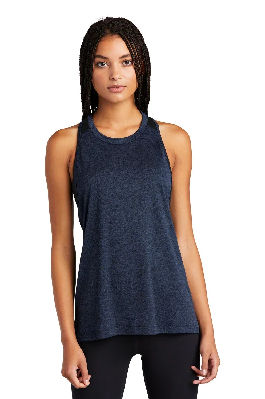 Sport-Tek Womens Endeavor Moisture Wicking Tank Top - Heather Dark Royal Blue/Black lace tank top