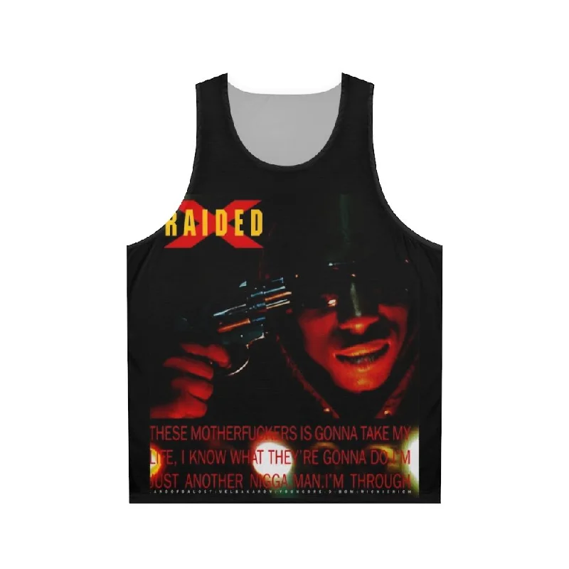 Unisex Hip Hop Tank Top - X Raided Rap Music Apparel fitted tank top