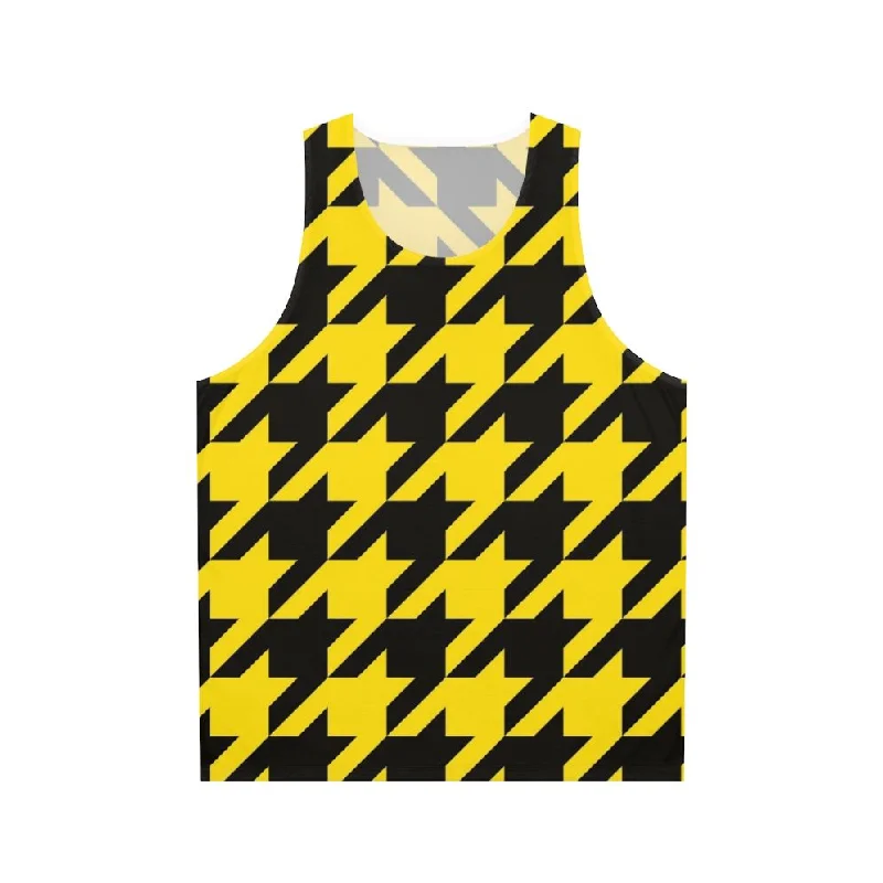 Unisex Houndstooth Black and Yellow Tank Top gold tank top