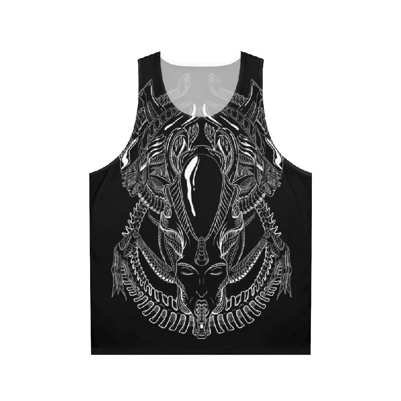 Xenomorph Alien HR Giger Retro Grappler Tank Top charcoal tank top