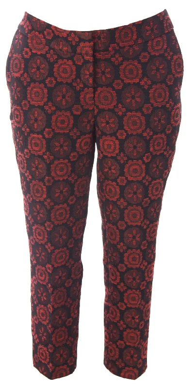 BODEN Women's Net Style Bistro Crop Trousers Red/Black Trousers versatile all-occasion