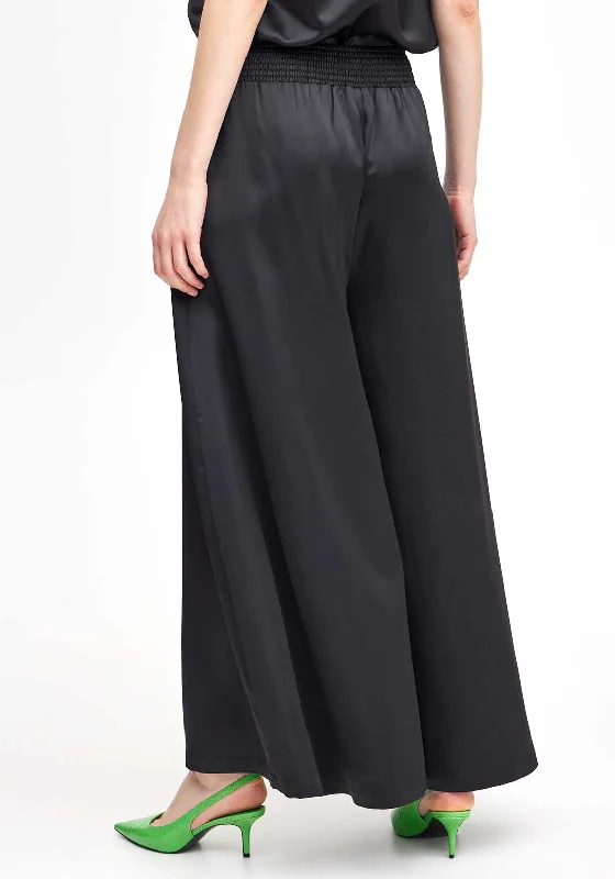 B.Young Esto Satin Culotte Trousers, Black Trousers chic elegant