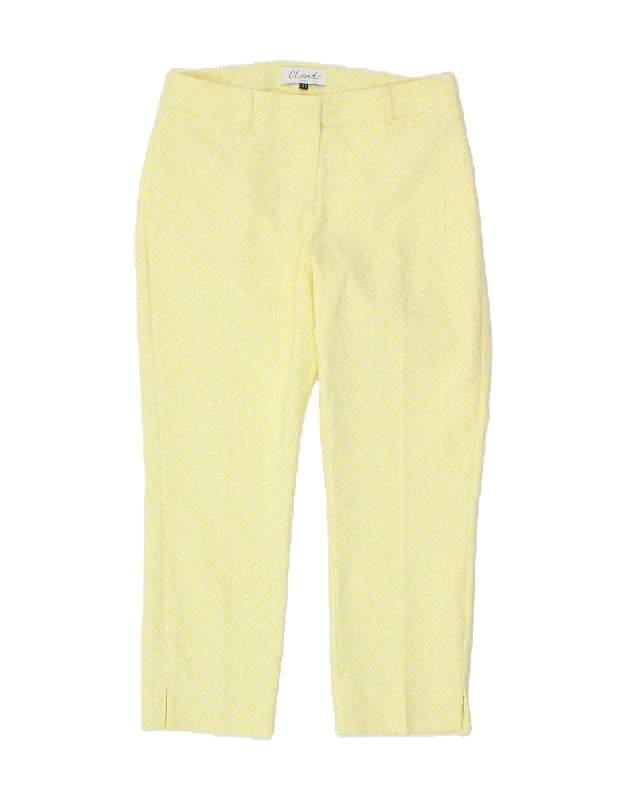 CLOSET Womens Casual Trousers UK 10 Small W30 L23 Yellow Argyle/Diamond Trousers stylish modern