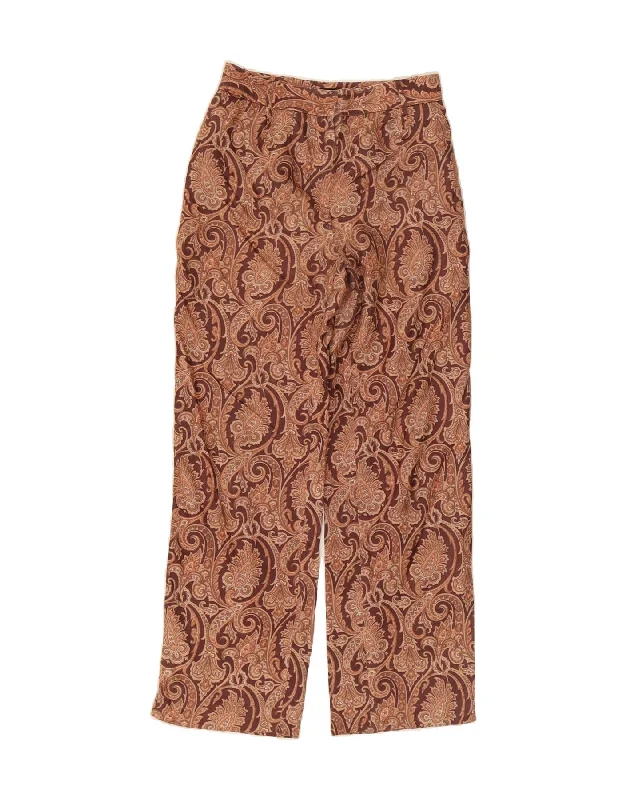 DOLCE & GABBANA Womens Casual Trousers IT 42 Medium W26 L29 Brown Floral Trousers Modern Contemporary