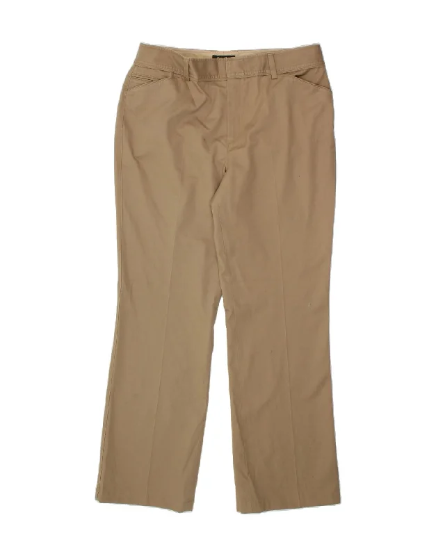 EDDIE BAUER Womens Tall High Waist Casual Trousers US 16 2XL W36 L33 Beige Wide Leg Loose Fit Mid Waist