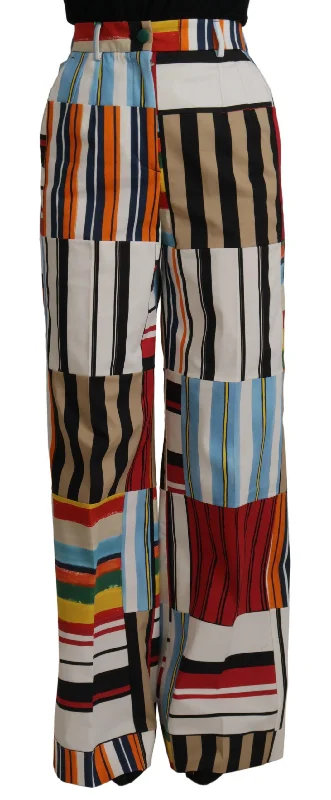 Dolce & Gabbana Elegant High Waist Striped Trousers Trousers stylish modern