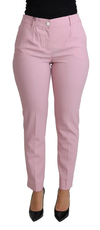 Dolce & Gabbana Elegant Pink High-Waisted Wool Trousers Trousers Versatile Stylish