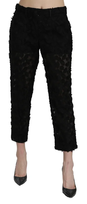 Dolce & Gabbana Elegant Straight Cropped Lace Trousers Trousers Palazzo Wide Leg