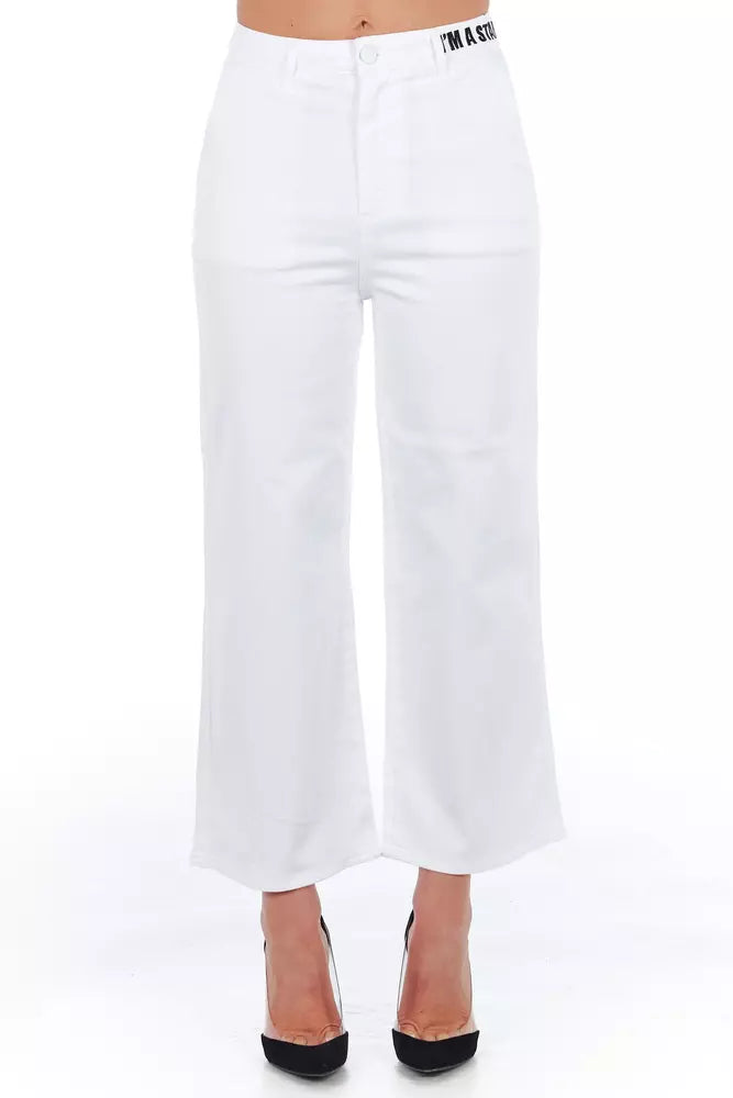 Frankie Morello White Cotton Women Trouser Trousers Bestseller Popular