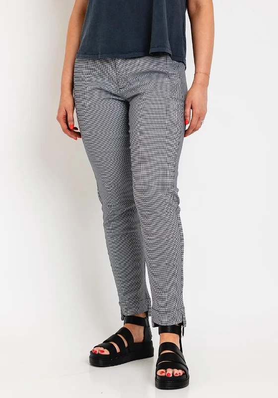 Freequent Rex Houndstooth Slim Leg Trousers, Navy Trousers trendy modern