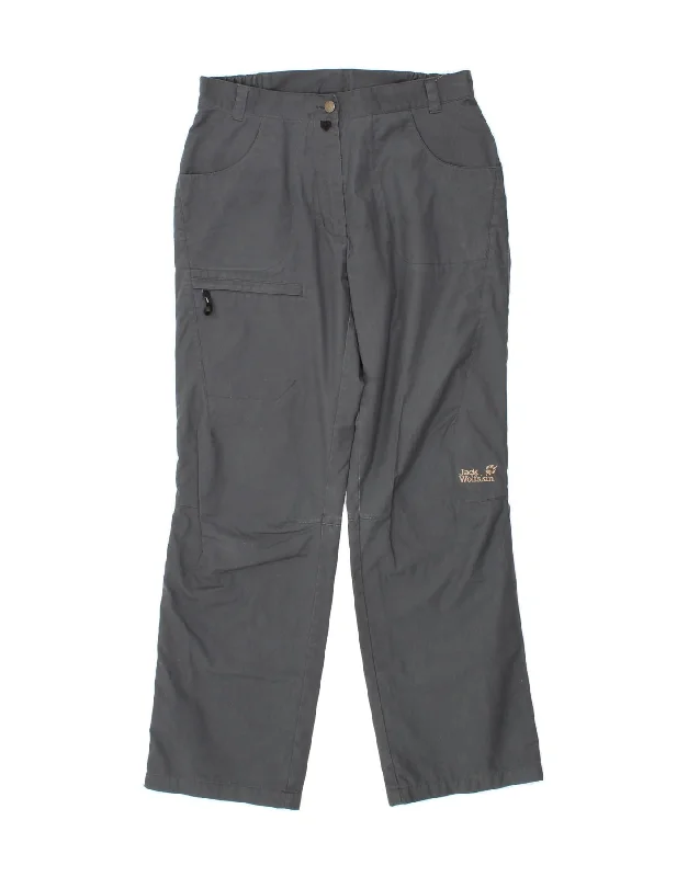 JACK WOLFSKIN Womens Straight Cargo Trousers UK 12/14 Medium W30 L32 Grey Trousers versatile all-occasion