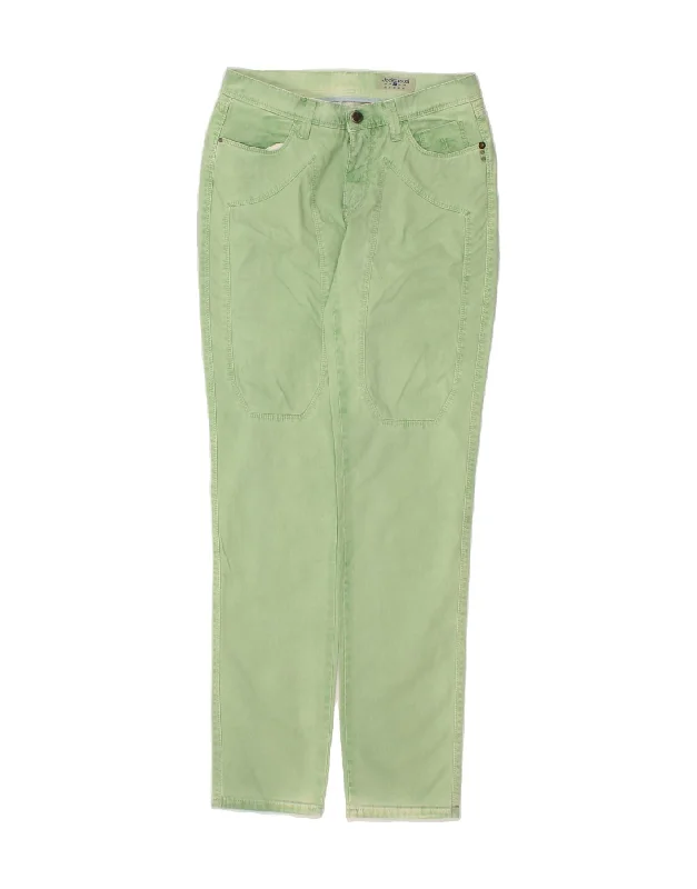 JECKERSON Womens Slim Casual Trousers W27 L34 Green Cotton Trousers Harem Relaxed Fit