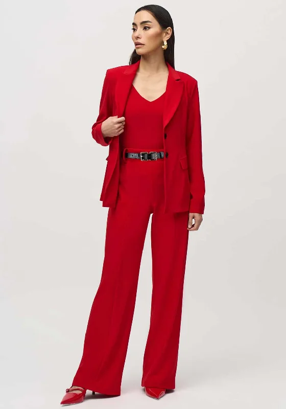 Joseph Ribkoff Wide Leg Belted Trousers, Red Trousers practical easy-care