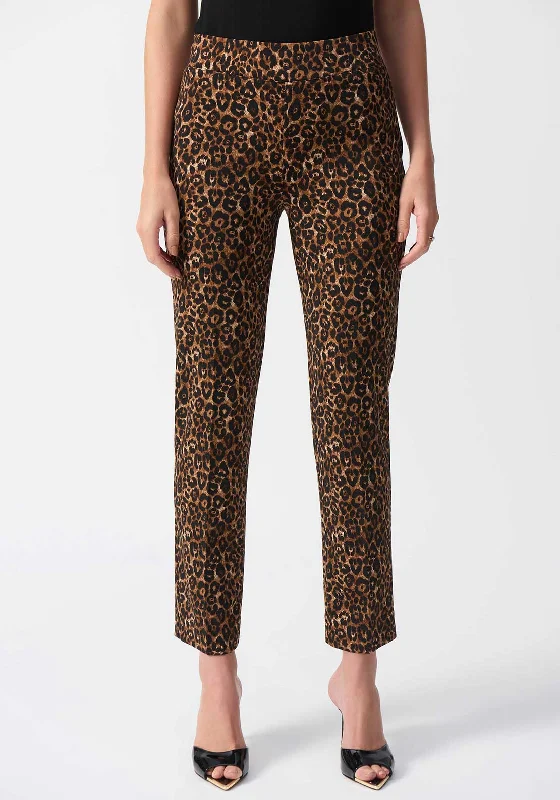 Joseph Ribkoff Leopard Print Cropped Trousers, Brown Trousers Designer Luxury