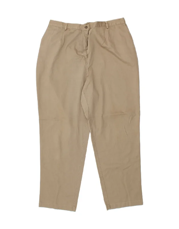 L.L.BEAN Womens High Waist Chino Trousers US 18 2XL W40 L30 Beige Cotton Trousers Prom Sequined