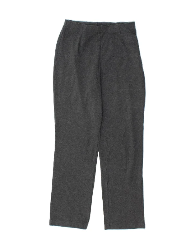 L.L.BEAN Womens Straight Casual Trousers XS W26 L30 Grey Cotton Trousers Low Rise Relaxed