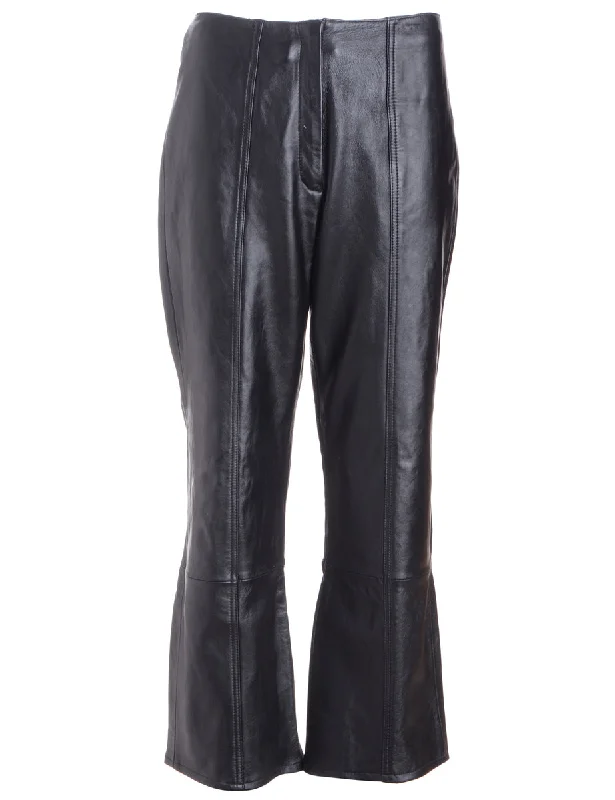 Label Bella Leather Cropped Trouser Trousers Satin Smooth