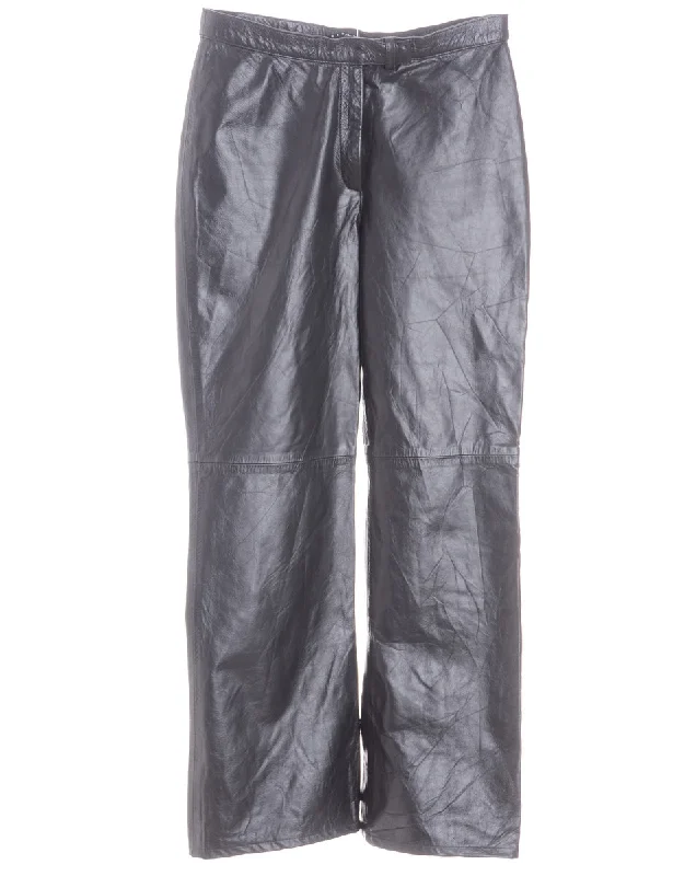 Label Bella Leather Cropped Trouser Trousers Elastic Waist Soft