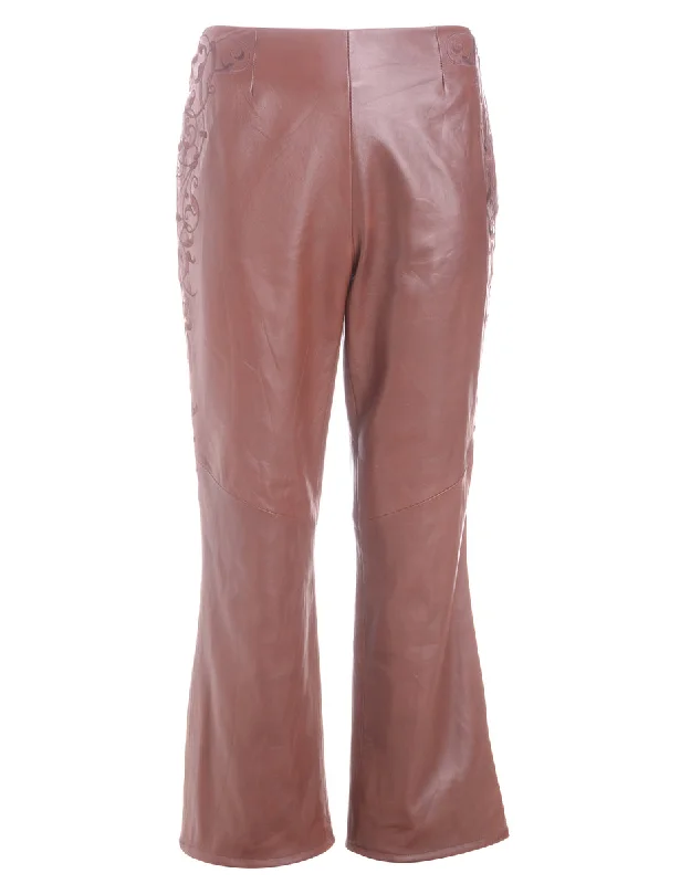 Label Bella Leather Cropped Trouser Trousers Culottes Wide Leg