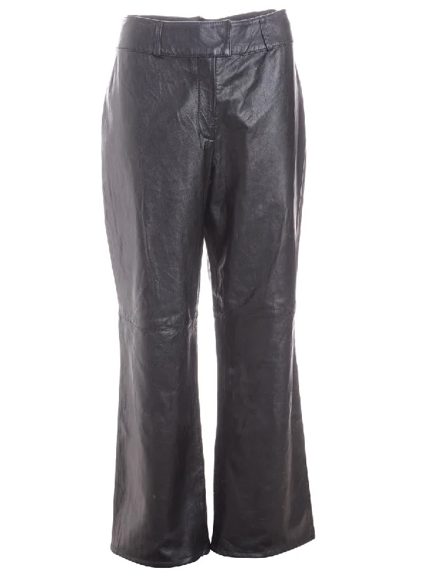 Label Bella Leather Cropped Trouser Trousers Flared Retro