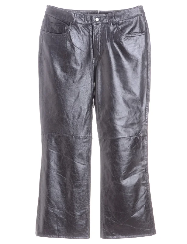 Label Bella Leather Cropped Trouser Trousers Solid Black