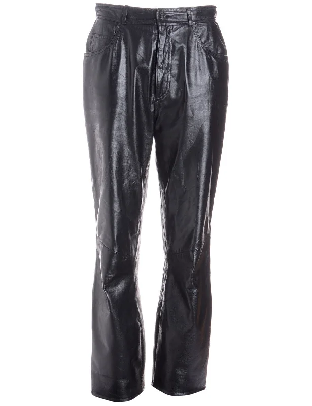 Label Bella Leather Cropped Trouser Trousers Office Stylish