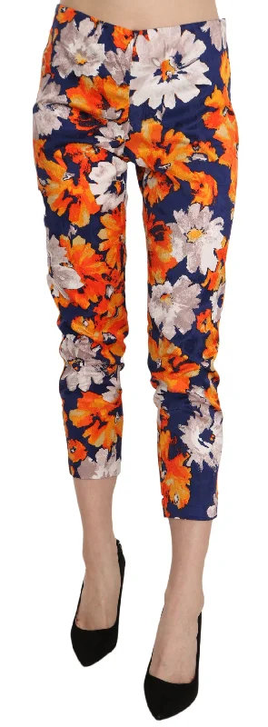 LANACAPRINA  Floral Print Skinny Slim Fit Trousers Women's Pants Trousers Sale Discount