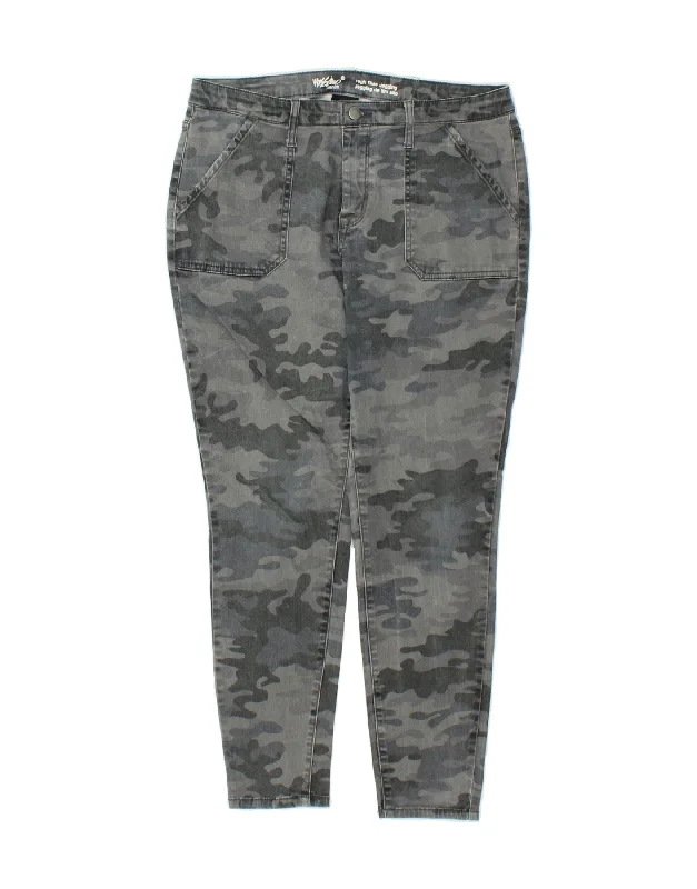 MOSSIMO Womens Jegging Casual Trousers US 12 Large W31 L29 Grey Camouflage Trousers Striped Patterned